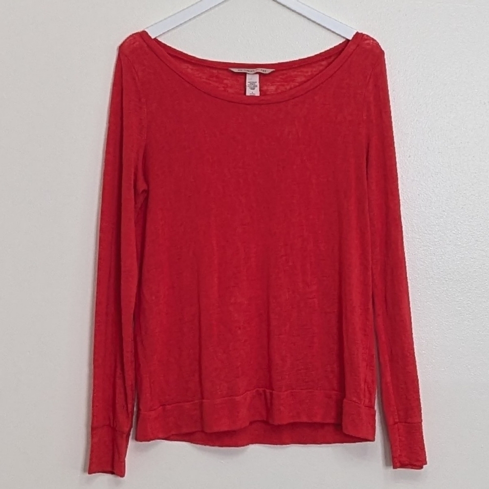Victoria’s Secret Shirt Long Sleeve Scoop Neck Lounge Top Medium Red